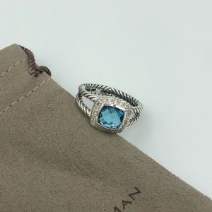 David Yurman Petite Albion Blue Topaz Ring Size 9